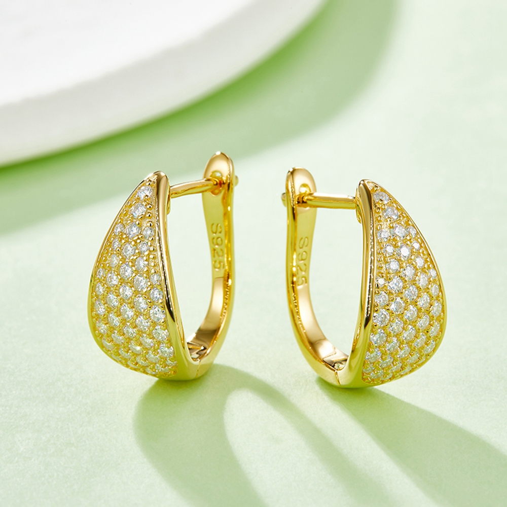 Vinregem 18K Gold Plated GRA 3EX VVS D Moissanite Diamonds Gemstone Water Drop Hoop Earrings 925 Sterling Silver Fine Jewelry