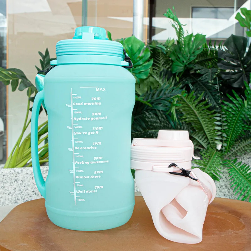 Home Kitchen Extra Large Water Bottle Outdoor Camping Sports and Fitness with Straw Foldable Anti Drop Silicone Cup Z260202