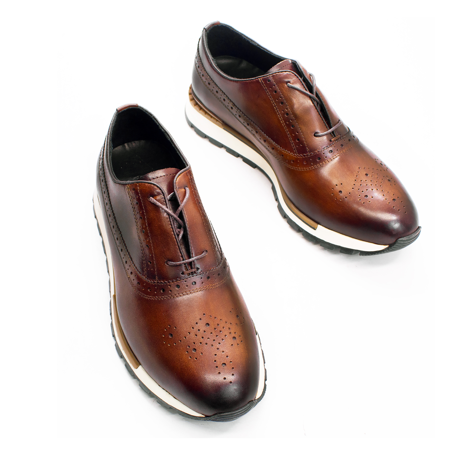 Men's casual sports leather shoes non-slip heightened comfort handmade Brogue style high-end leather shoes dating party shoes
