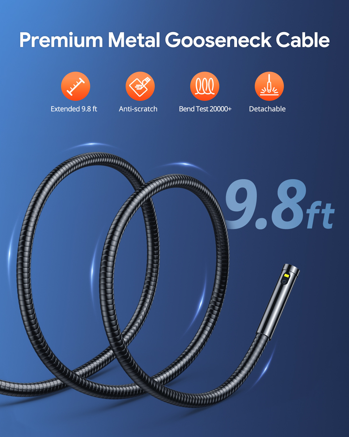 DEPSTECH 1080P Endoscope Camera 7.9mm Lens 4.3inch Screen Borescppe with Gooseneck Cable Borescope Camera Car Endoscopic DS600