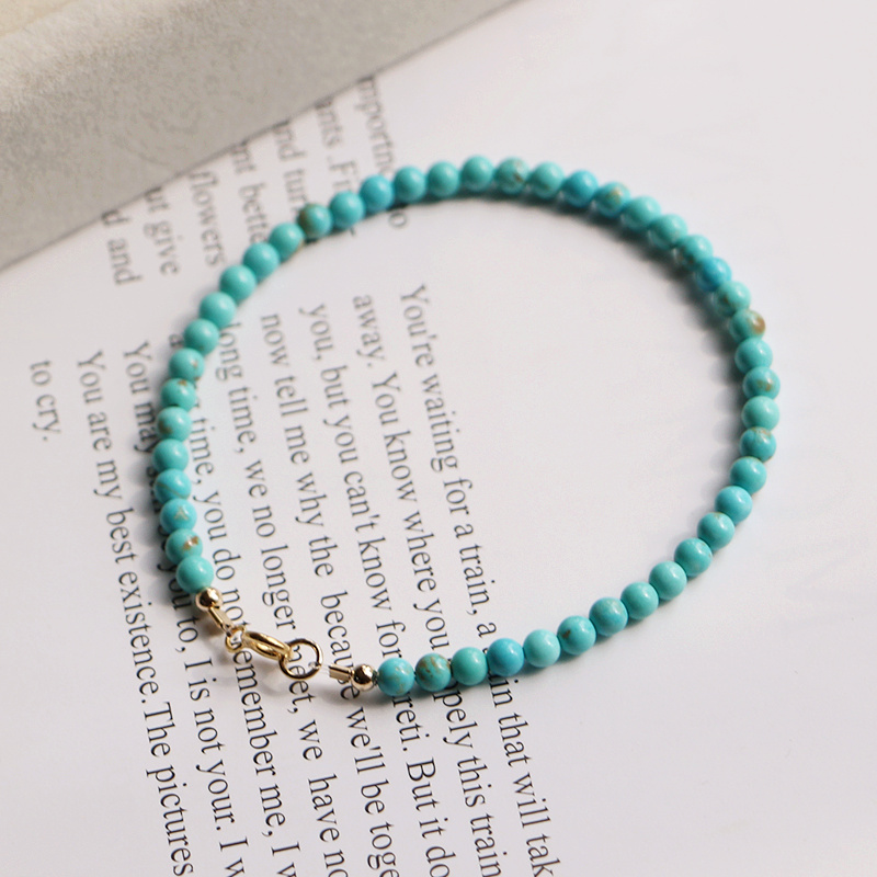 Lily Jewelry Turquoise Bracelet 925 Sterling Silver Clasp Gold color Bracelet Helps Negativity Dropshipping
