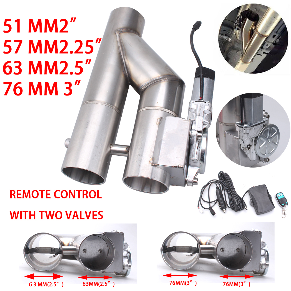 Universal 2&quot 2.25'' 2.5'' 3&quot Double Valve Electric Exhaust Cut Out Valve Exhaust Pipe Muffler Kit