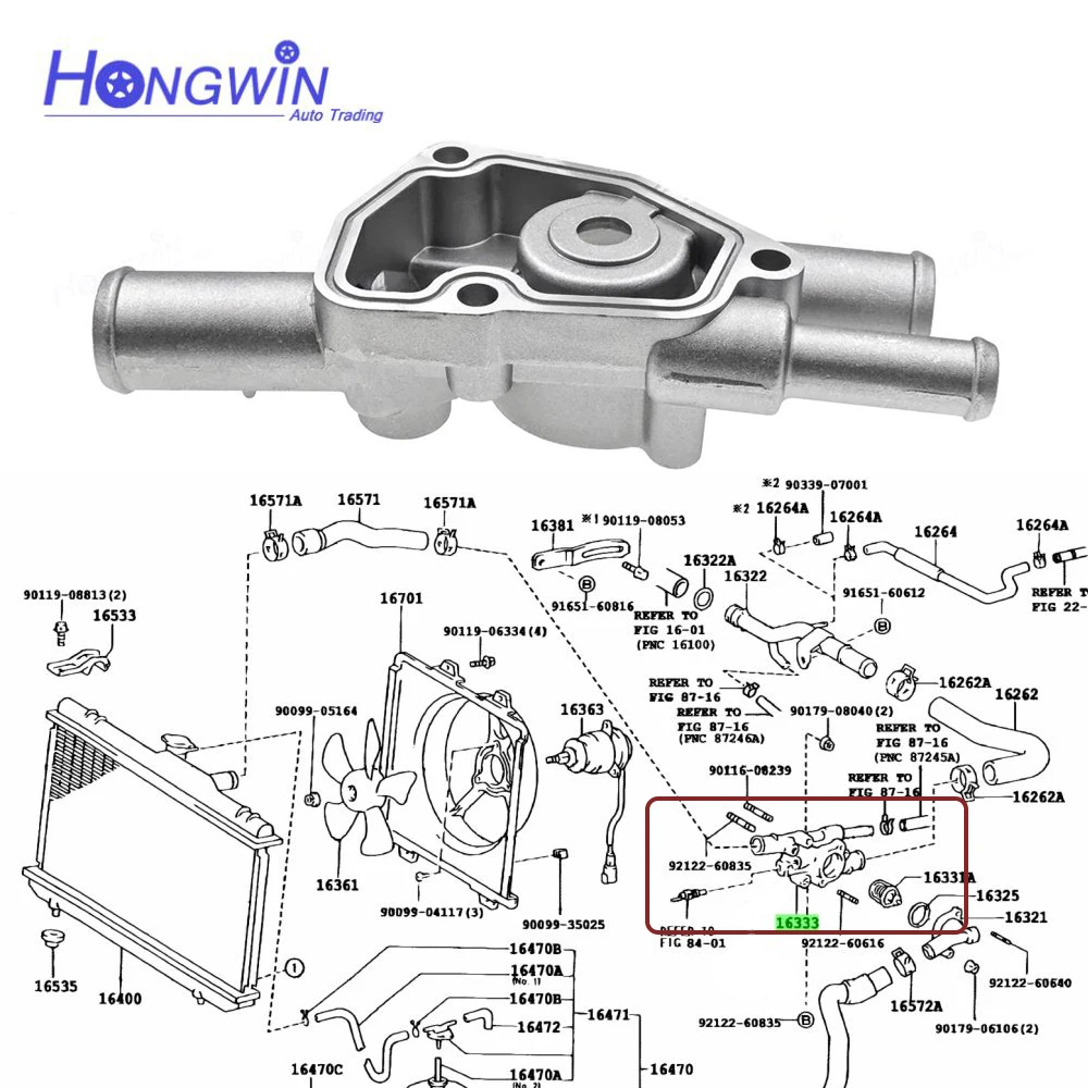 16333-11190 16333-10011 Thermostat Housing Water Outlet For Toyota Corolla Corsa Sprinter Starlet 2E 3E 16331A 16333 16321-11011