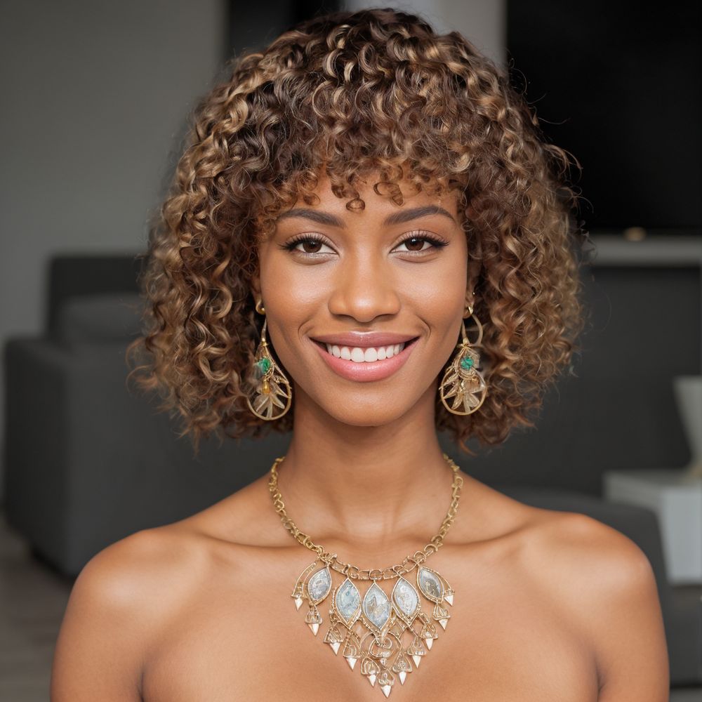Jerry Curly Human Hair Wigs with Bangs None Full Lace Frontal Wigs Burgundy Piano color Colored Wigs for Women Short Bob Wig