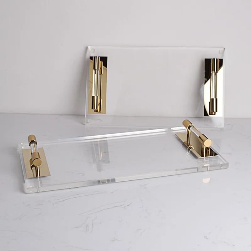 Nordic Transparent Acrylic Tray Cosmetic Jewelry Storage Box Home Decor Perfume Aromatherapy Ornaments Rectangle Storage Tray