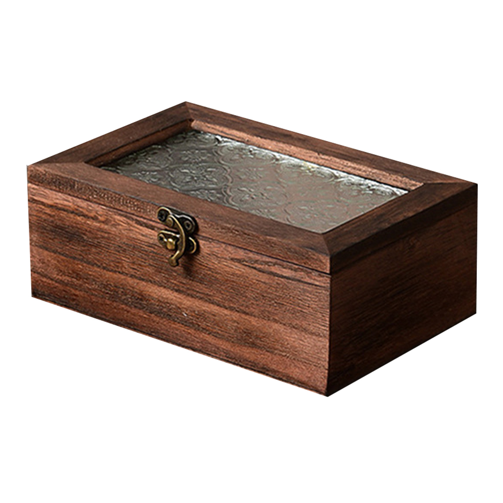 Wood Jewelry Storage Box Trinket Jewelry Case Jewelry Organizer with Glass Window