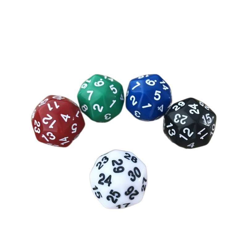 1Pcs/Lot D30 Thirty-surface 25mm Digital Dice Quality Colour Acrylic Rounded Corners Originality Dice Set
