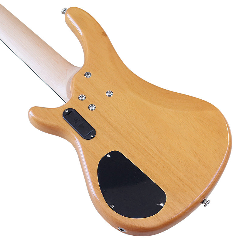 Natural Active 5 String Bass Guitar 43 Inch Electric Bass Guitar 24 Frets Solid Okoume Wood Body with Canada Maple Neck