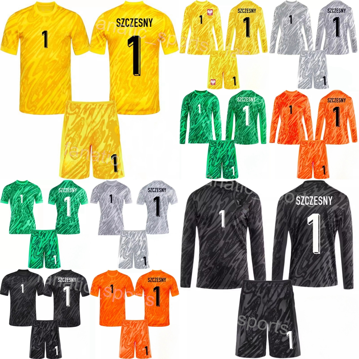 National Team Men Youth Goalkeeper GK Polands Soccer Jerseys Set Long Sleeve 1 Wojciech Szczesny 22 Lukasz Fabianski Bartlomiej Dragowski Football Shirt Kits