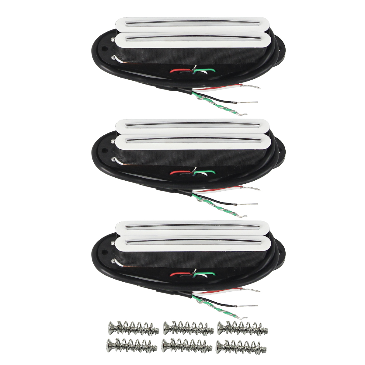 FLEOR 3PCS SSS Pickup Set Single Coil Sized Guitar Rail Humbucker Pickup Hot Dual Rails Ceramic For ST Electric Guitar Parts