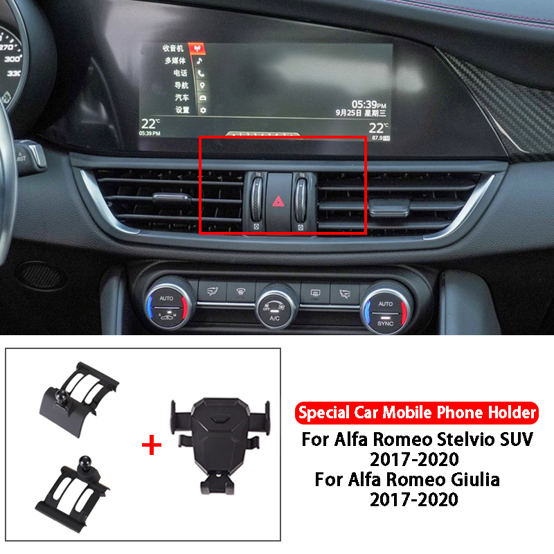 Car Mobile Phone Holder For Alfa Romeo Stelvio Giulia 2017-2020 Car Styling Dashboard Air Vent Mount Bracket Cell Phone Holder