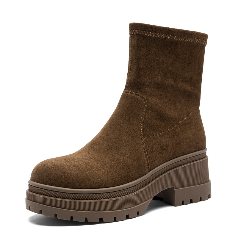 Smoke Pipe 2023 Autumn/Winter New Trend Fashion Casual Versatile Modern Feeling Suede Thick Sole Short Boots ddmythur