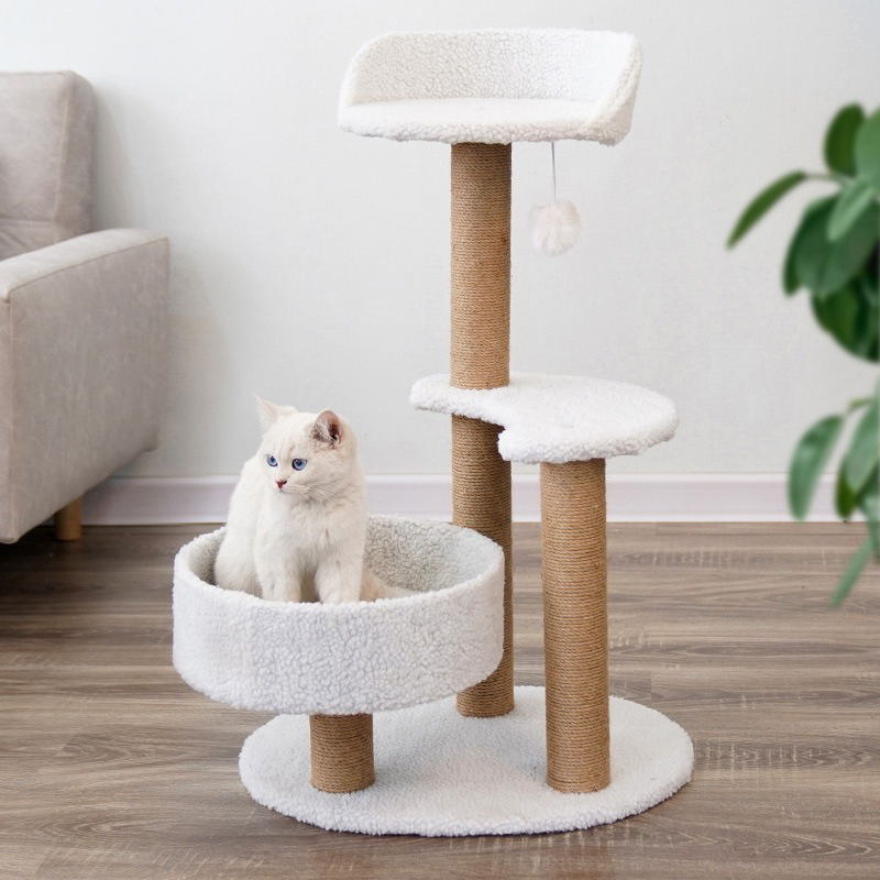Pet Climbing Frame for Cats, White Tree House, Scratching Post, Cat Tower Furniture, Interactive Toys Accessories, Game Park