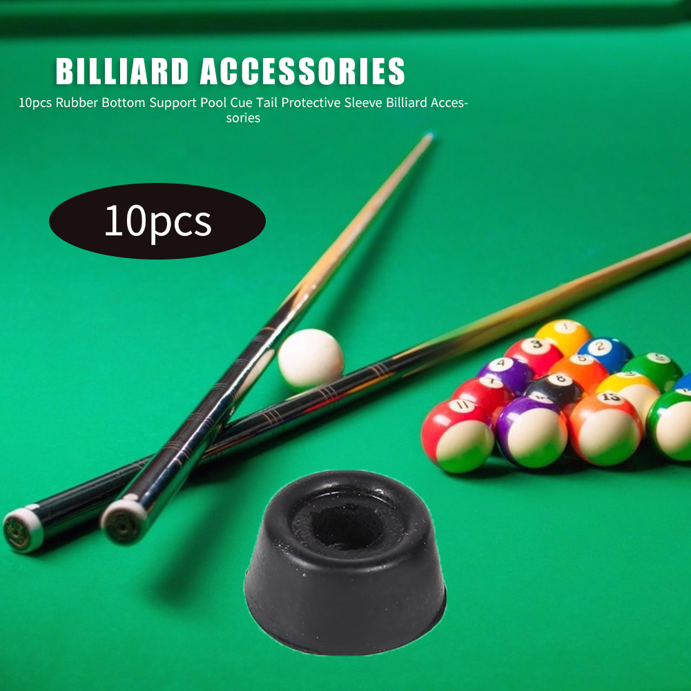 10pcs Pool Cue Tail Protective Sleeve Billiard Bar Rubber Bottom Support Pad