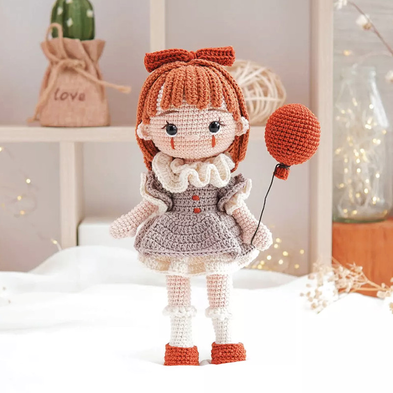 Gril Crochet Kit DIY Doll Crocheting Kitsmaterial Gift Knitting Wool Crochet Clown Witch Doll Accessories Non-finished Products
