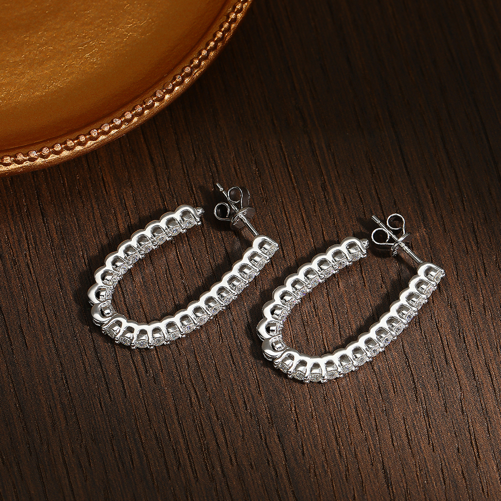 KNOBSPIN All Moissanite Earrings for Women Wedding Party Luxury Earring Jewelry s925 Sterling Sliver Plated 18k Gold Ear Stud