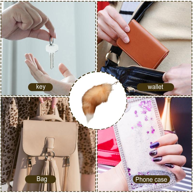 Therian Tail Plush Keychain Real Foxes tail Keychain Pendant Cute Wolf Foxes Tail Furr Car Keychains Car Keychains For Women