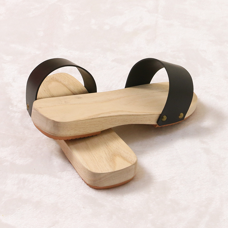Wooden Sandals - Leather Flat Heel Japanese Geta for Women & Men, Solid hot Color Summer Flip Flops/Slippers, Cosplay Shoe, Plus Size