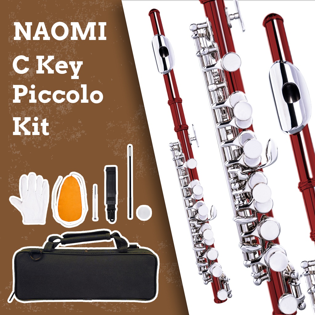 Piccolo Half Size Flute Woodwind Instrument C Key Multicolor Piccolo W/Gloves Cleaning Cloth Rod Cork Grease Case SET