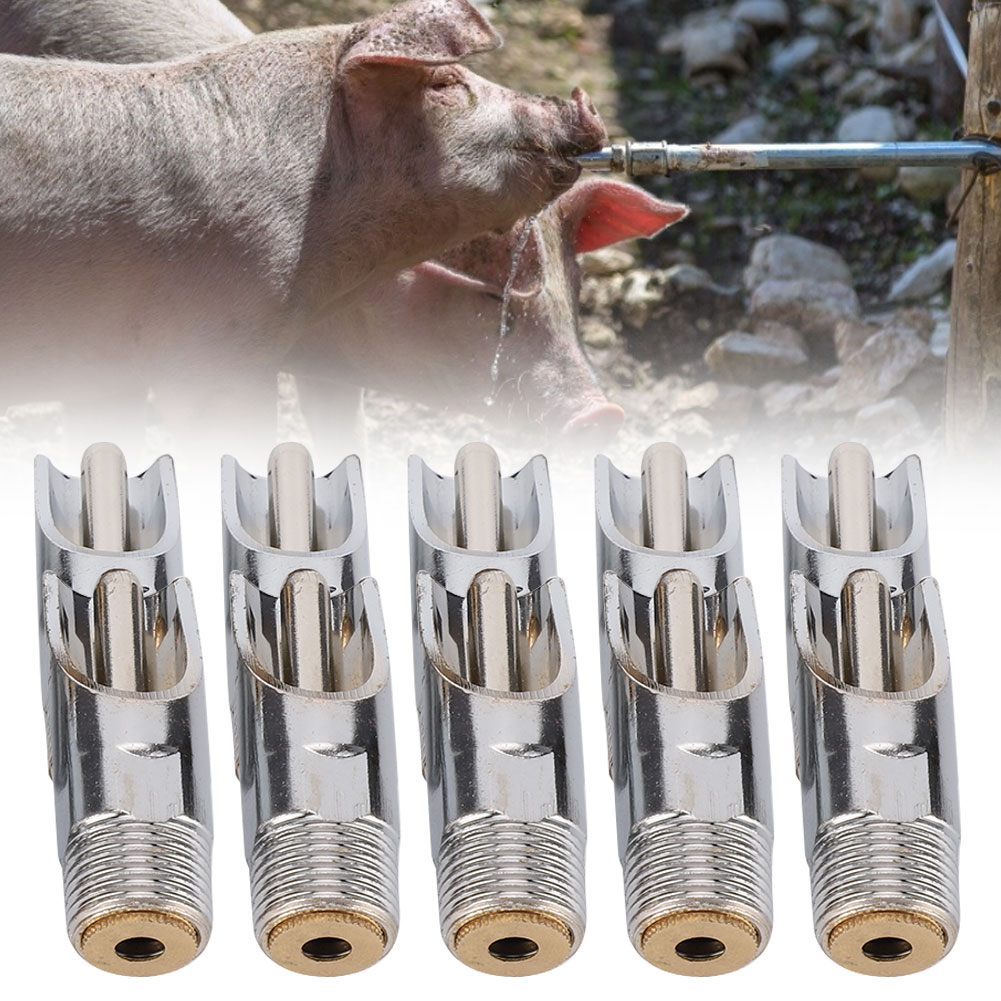 10Pcs Metal Duck Mouth Style Pig Waterer Pig Drinker Livestock Farm Accessories Supplies(Mouth Style Pig Waterer )