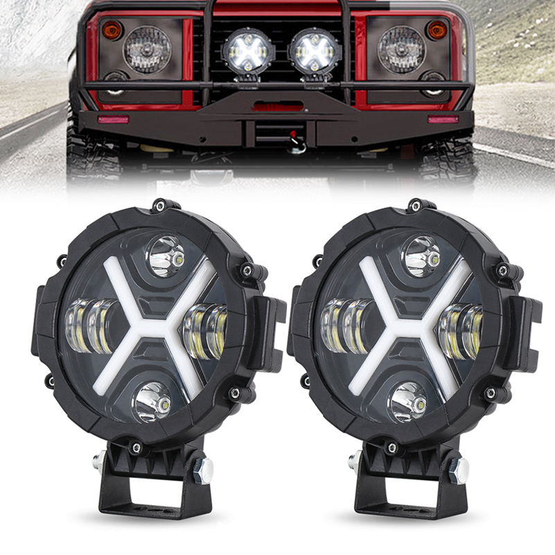 2xSide Shooter LED Lights 7 inch Led Work Spotlight 45W LED car Driving light Fog Lights for Boat Trucks Jeep ATV SUV 6500K