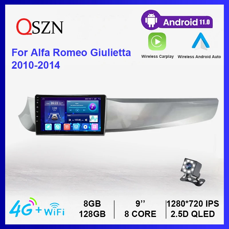 Car Radio Stereo For Alfa Romeo Giulietta 2010 - 2014 8+128G Wifi DSP GPS Carplay+Auto NAVI Multimedia Player left hand driving