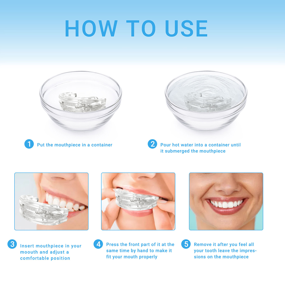 Reusable Anti Snore Mouth Guard with Storage Box Teeth Grinding Splint Anti Snoring Devices Improve Sleep Quality