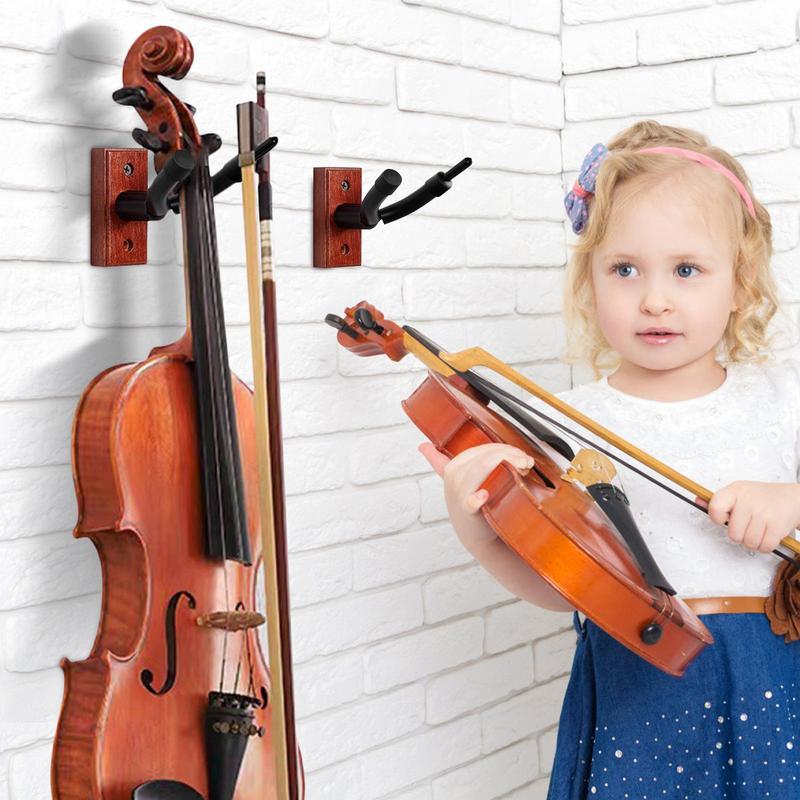 Violin Hanger Cello Wall Mount Violin Hanger Stand Wooden Viola Hook Hanger With Bow Hook Display Rack For Home Classroom