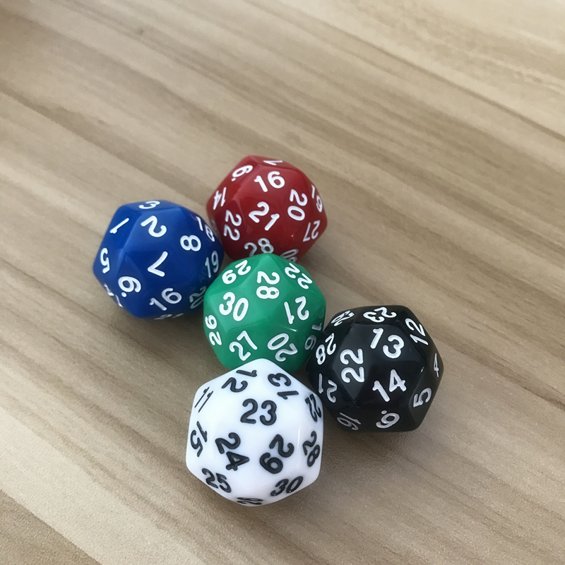 1Pcs/Lot D30 Thirty-surface 25mm Digital Dice Quality Colour Acrylic Rounded Corners Originality Dice Set