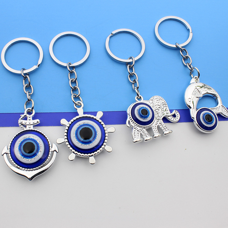 Lucky Eye Keychain Car Keyring Blue Turkish Evil Eye Key Chain for Women Men Jewelry Pendant Bag Accessories Decor Gift
