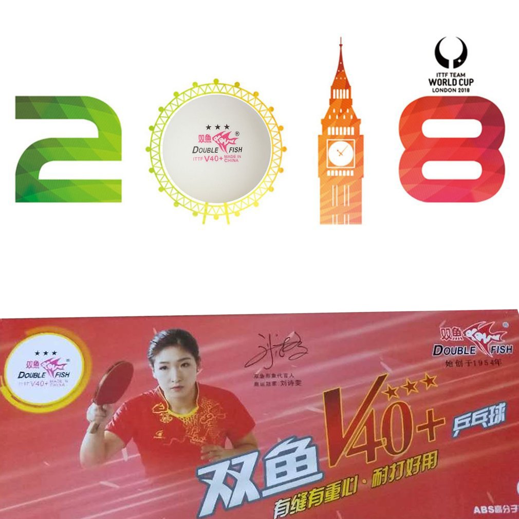 10pcs/set Double Fish V40+ 3 Stars 40mm White Table Tennis Balls ABS Plastic Seamed Balls Training Ping Pong Balls