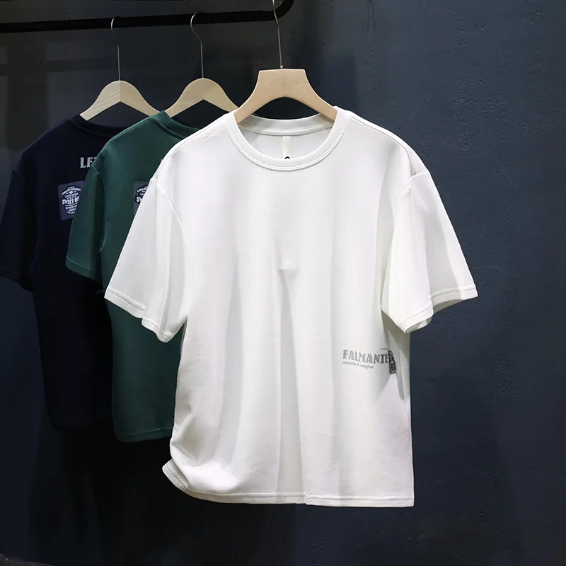 Summer ShortSleeved Tshirt Boys 2024 Street American Style Trend Loose Leisure AllMatching Printed Crew Neck Top 240627