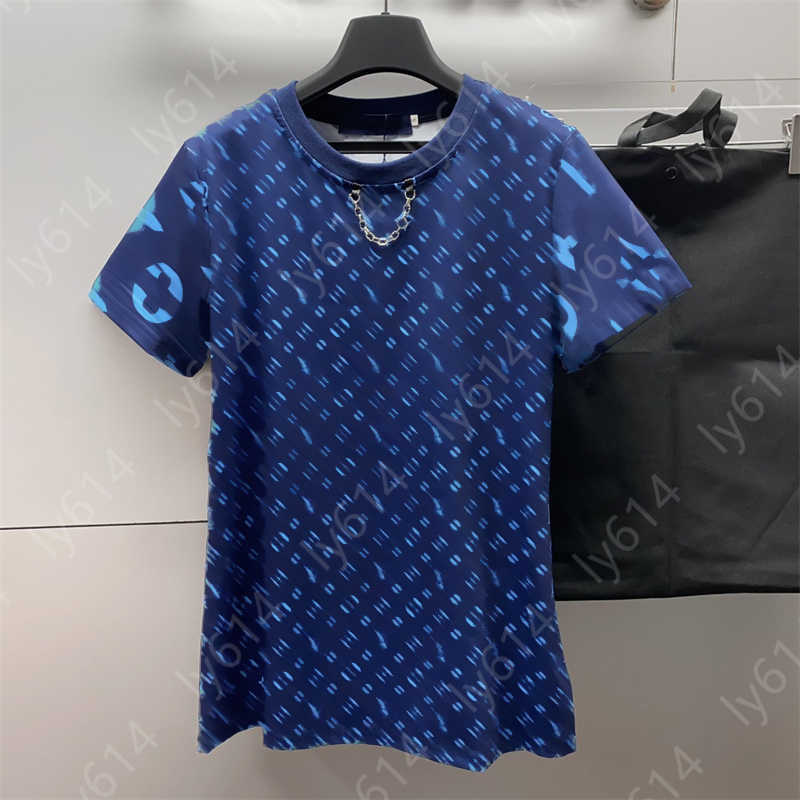 t shirt summer tshirts designer women clothes Classic Old Flower Full Logo Print Round Neck Chain Short Sleeve tops luxury tshirt