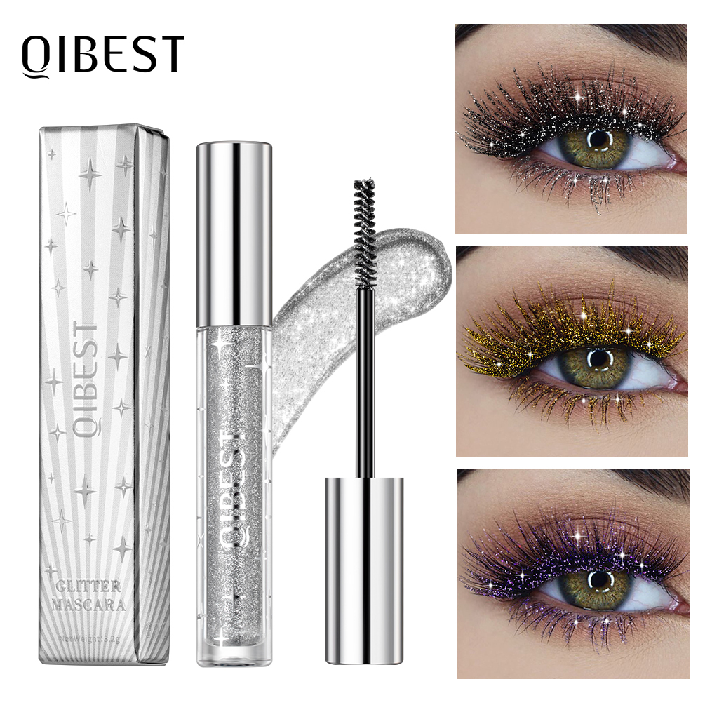 Sparkling Glitter Mascara Quick Dry Long Lasting Waterproof Sliver Gold Purple Curling Thick Shiny Eyelash Sexy Diamond Mascara