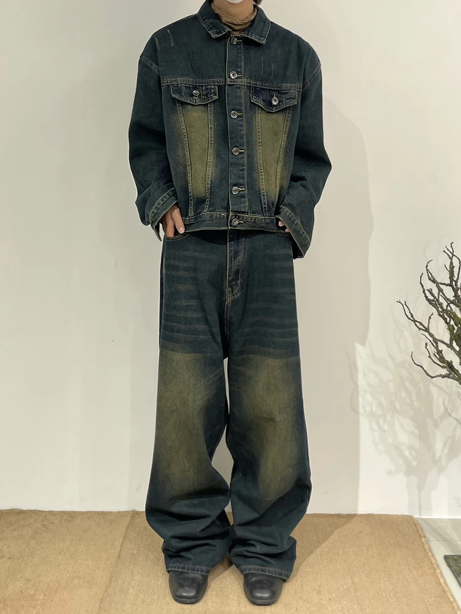 REDDACHiC 90s Retro Skater Oversized Pants Men Green Wash Adjustwaist Wide Leg Casual Brushed Baggy Jeans Y2k Hiphop Streetwear 240619