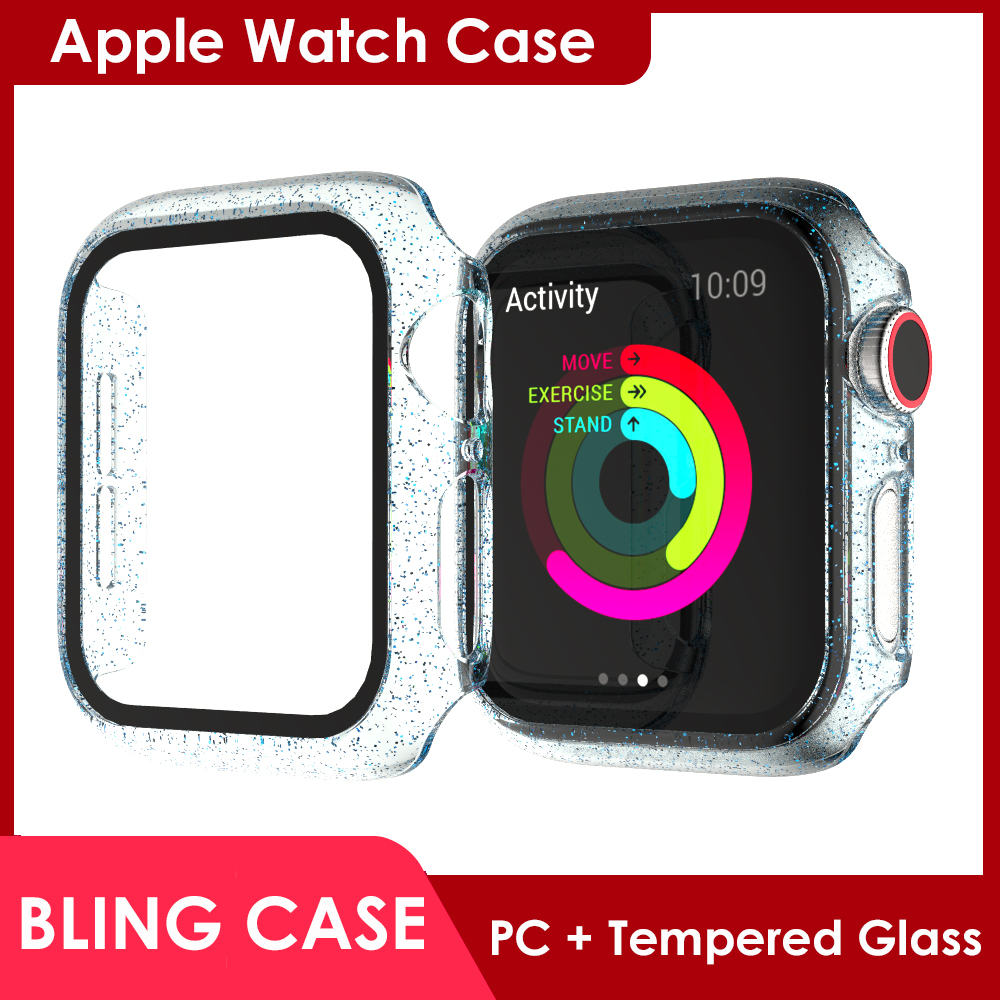 Case for Apple Watch Screen Protector 44mm 42mm 40mm 38mm iWatch Bling Frame with Ultra Thin HD Tempered Glass Cover Luxury