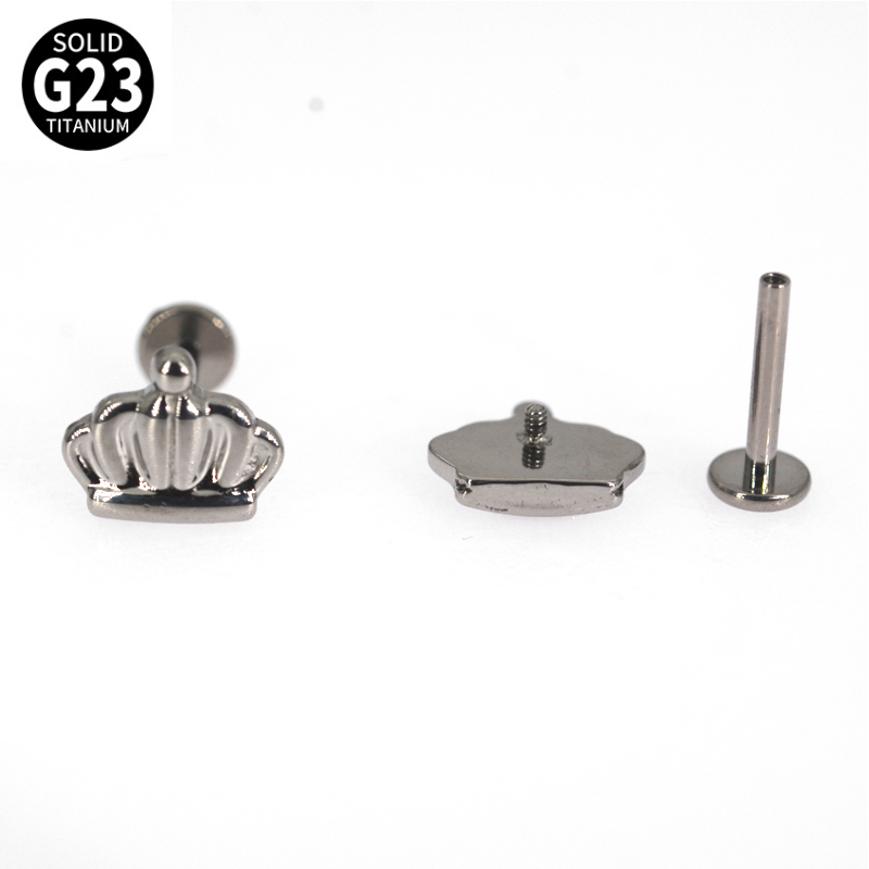 1Pcs F136 Titanium Crown Lip Labret Paw Ear Studs Earrings For Women/Men 6/8mm Tragus Cartilage Piercing Jewelry