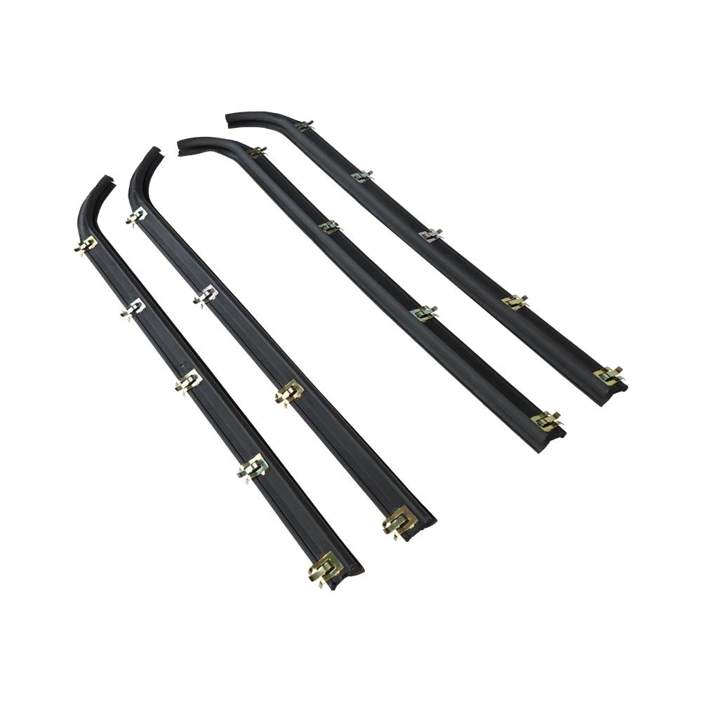 E7TZ1521452A E7TZ1521453A 4PCS Door Window Seal Belt Weather Strip Weatherstrip Kit For Ford 1987-1997 F150 F250 F350 Black