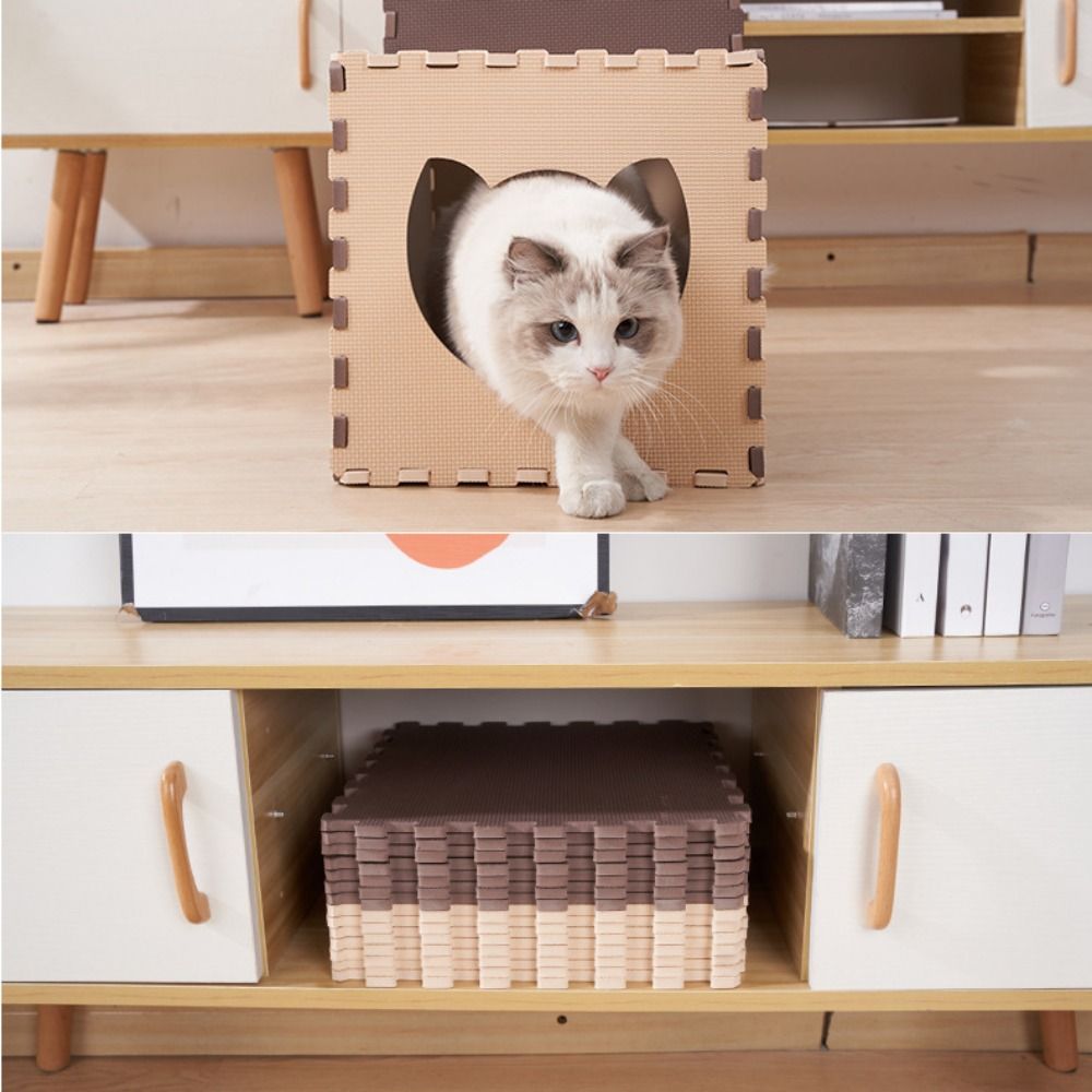 EVA Splicing Cat Tunnel Bite Resistant Interactive Cat Scratcher Board Comfortable 2 Colors Pet Litter Duplex House Puppy