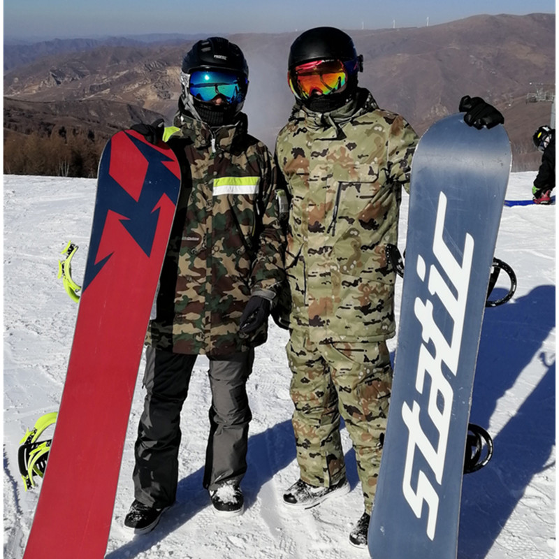 Winter Men's Camouflage Ski Suit Outdoor Sports Snowboarding Wear Windproof Waterproof Breathable Ski Jackets +Thick Warm Pants