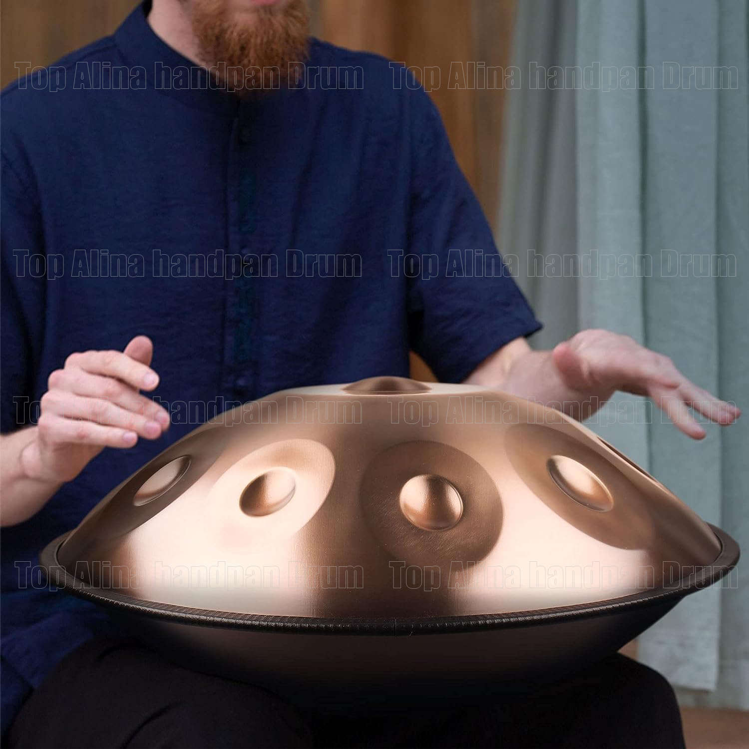 Handpan drum instrument in D Minor 9 /10 /12Notes 432Hz 22 inches Steel Hand Drum with Soft Hand Pan Bag 2 handpan mallet (Gold)