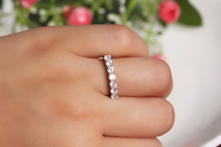 Eternity Lab Diamond Ring 925 sterling silver Jewelry Engagement Wedding band Rings for Women Bridal Statement Party accessory