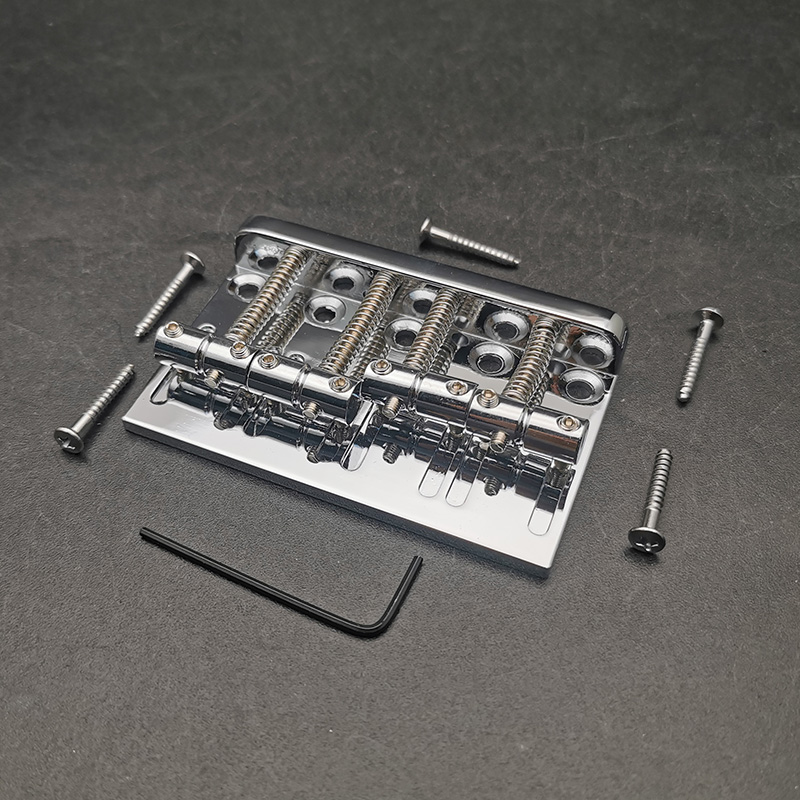 Vintage 4 String Bass Bridge Length 79.5x49.5/53MM Bass Fixed Bridge Saddle Top Load Black/Chrome