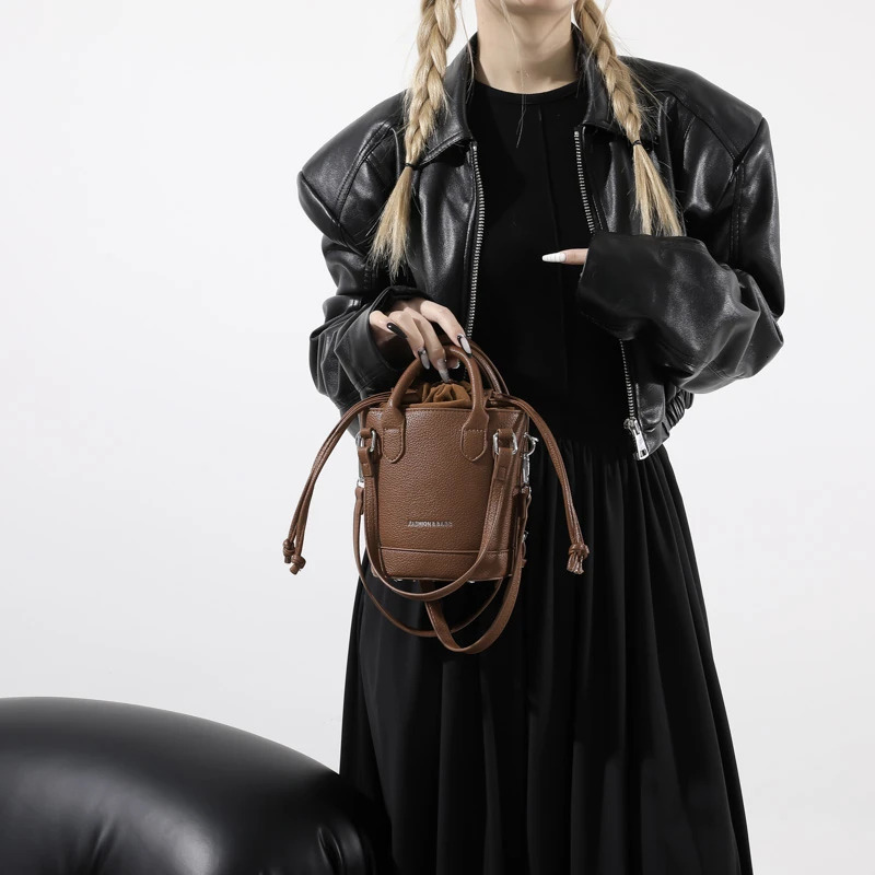 PU Bucket Top-Handle Interior Compartment Women's on Sale 2024 Solid Shoulder Bags Sewing Thread Bolsas De Ombr H6.29#30 ddmymoon