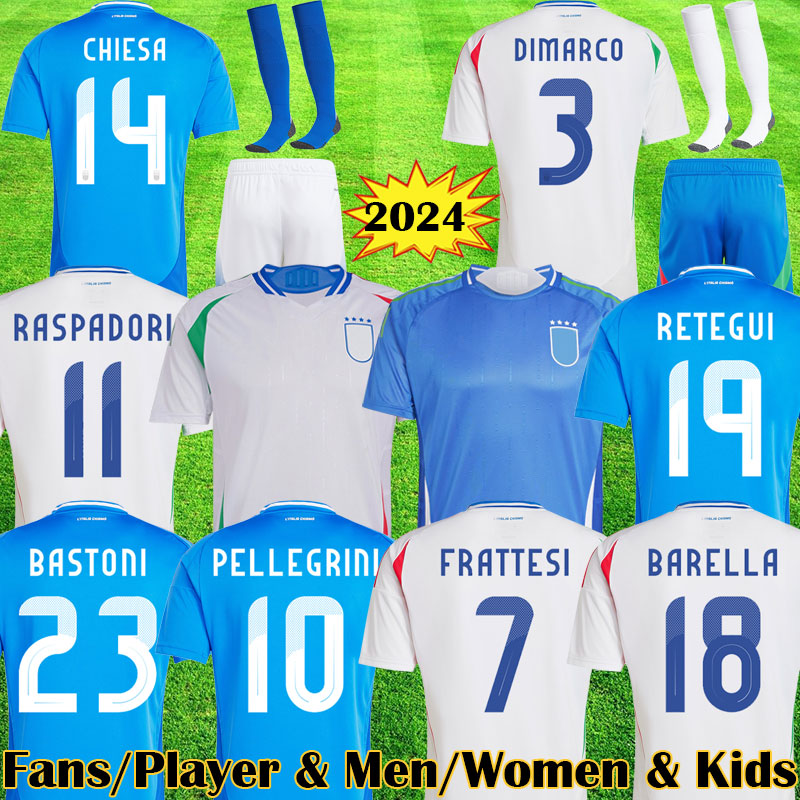 3XL 4XL RETEGUI 2024 Euro Italian soccer JerseyS CHIESA BARELLA 24 25 DIMARCO 125 Anniversary 2024 ITALYS football shirts men kids BARELLA kits uniforms Italia Kits
