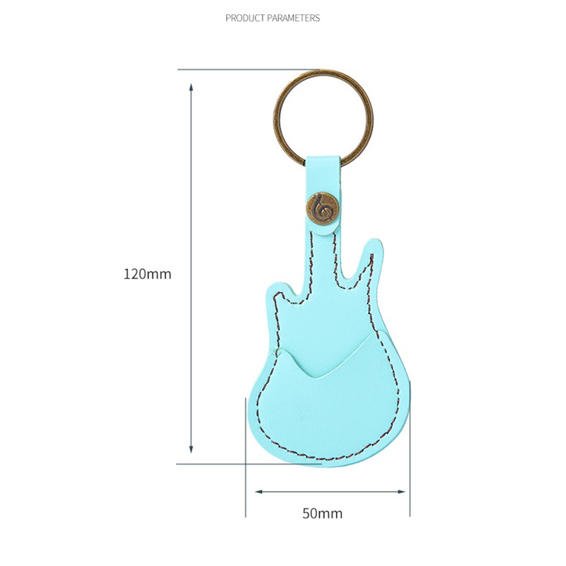 Guitar Pick Holder Leather Plectrum Case Bag Keychain Guitar Shape Guitar Picks String Instrument Accessories Excluding Pick