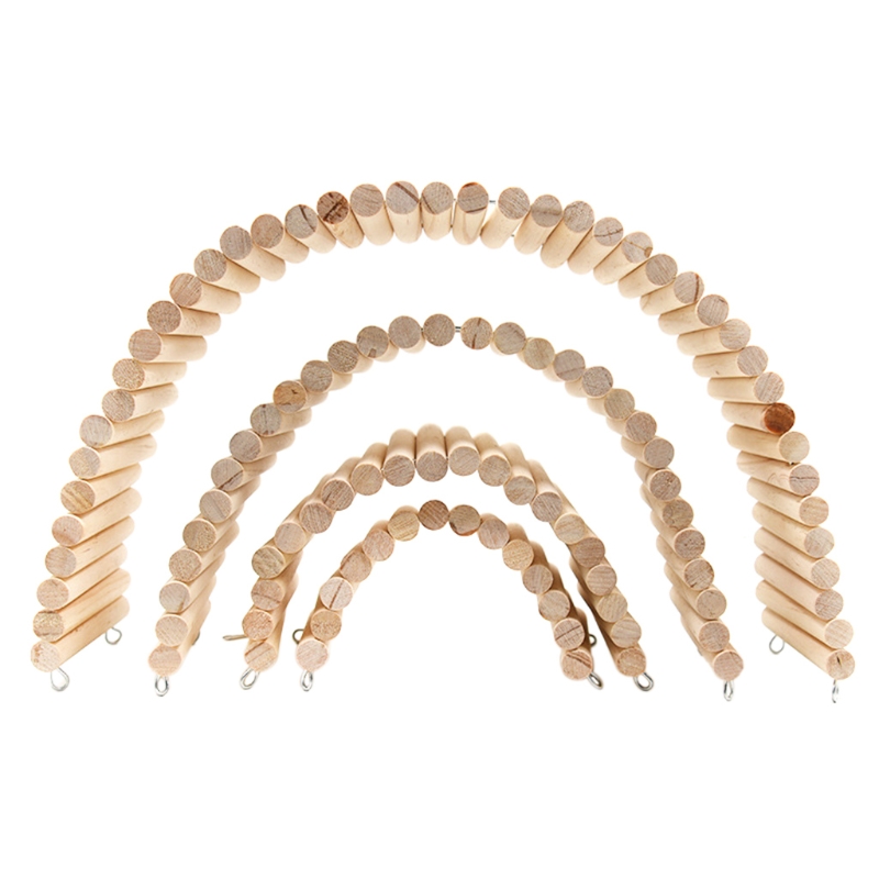 Wooden Ladder Bridge Chew Toy Bendable Cage Habitat for Hamster Mouse Chipmunk and Other Small Animals 4 Sizes