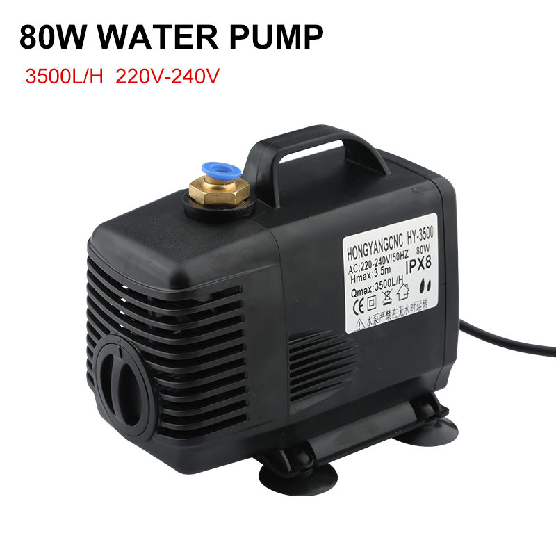 Aquarium Water Pump 80w Submersible Pump 3500l/H Fish Pond Filter Fountain Pump Cnc Router Laser Engraving Spindle Motor Cooling