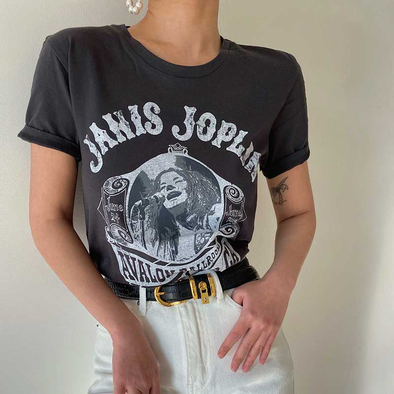Super chic rock women t shirt figure graphic tees women Loose TShirt 2020 Summer New ONeck Short Sleeve Tees Female Casual tops