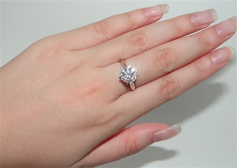 Lose Money Fine Jewelry Original Natural 925 Silver Rings Solitaire 6mm 2ct Sona Diamond CZ Stone Wedding Rings For Women gift